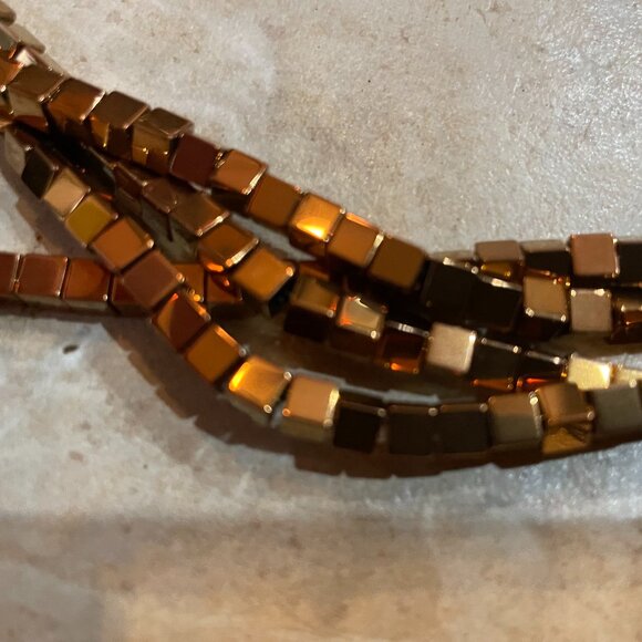 Multi Stranded Unique Statement Necklace Sterling Silver Copper Plated Hematite - Picture 4 of 4